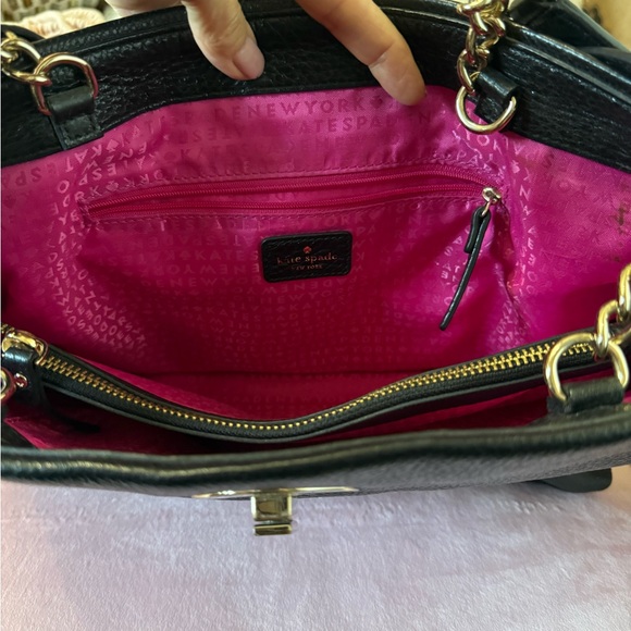 KATE SPADE Black Leather Shoulder Bag w Silver Turlock and Hardware - Picture 16 of 16